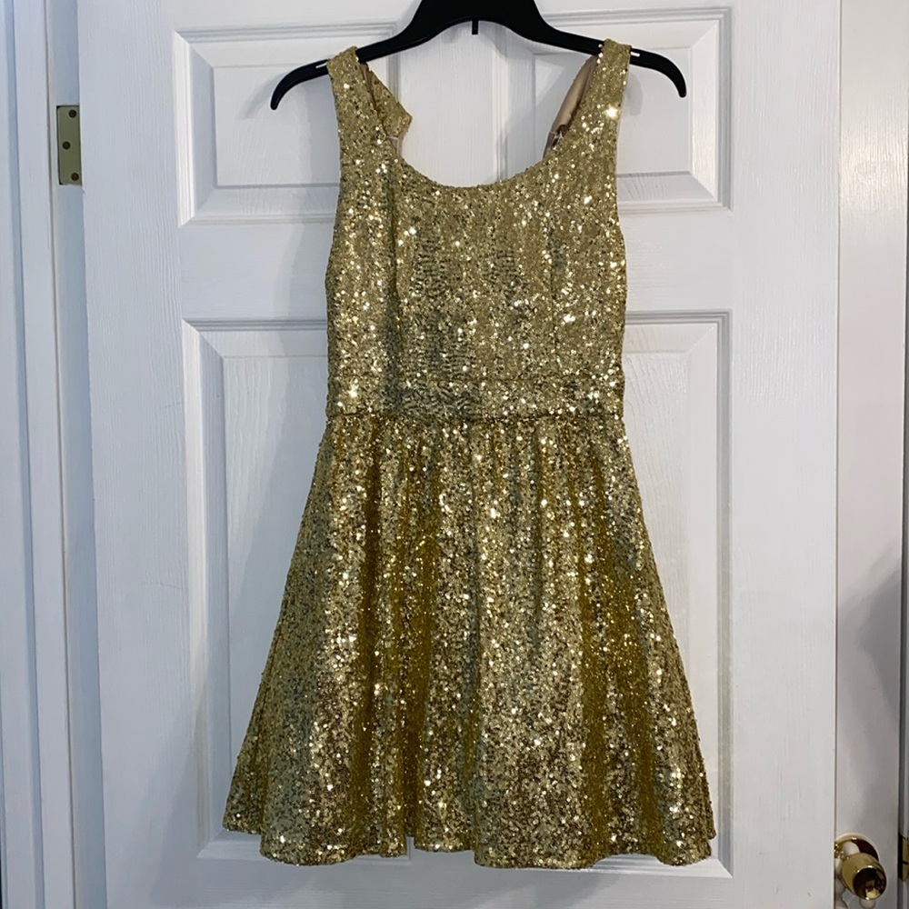 B DARLIN Gold Sequin Dress